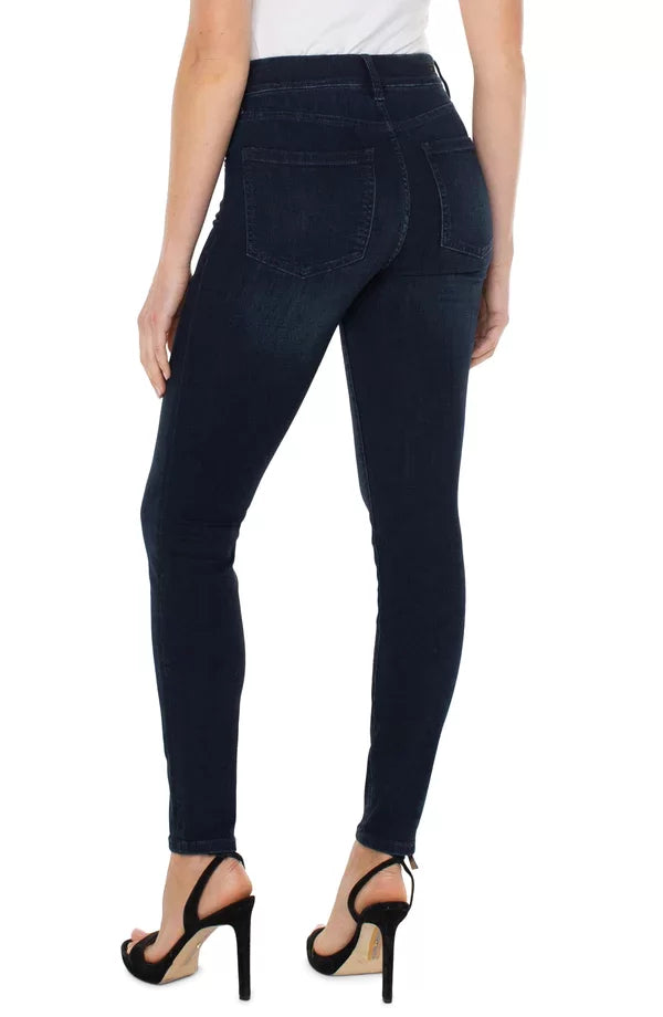 LIVERPOOL GIA GLIDER SKINNY JEAN DARK DEL RAY back view on model, perfect for trendy coastal style from Raggdoll Boutique.