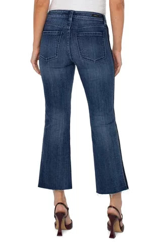 LIVERPOOL HANNAH CROP FLARE WITH NAVY VELVET DETAIL back view, trendy coastal style for summer outfits Texas.