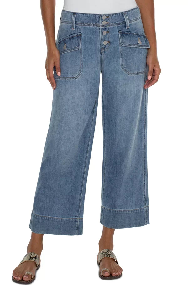 Liverpool Cropped Front Pocket Jeans-Super Stride from Raggdoll Boutique, showcasing trendy coastal style and summer outfits Texas.
