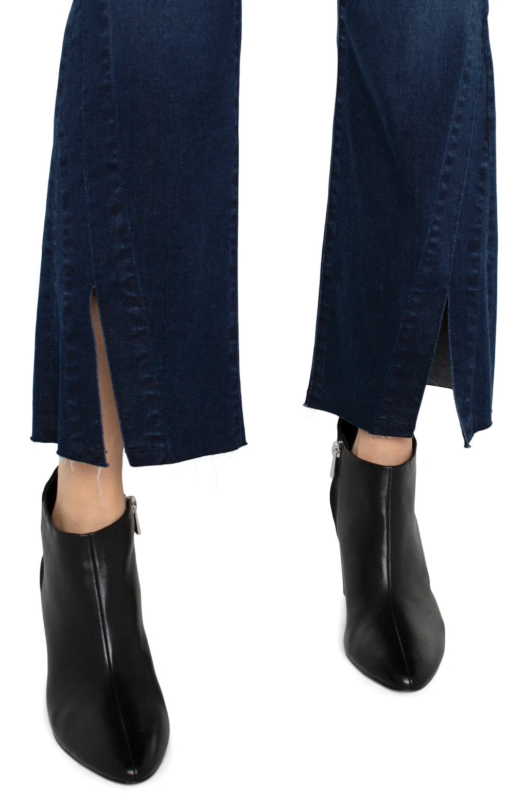 Stylish Liverpool GIA Glider-Crop Flare jeans paired with black ankle boots, perfect for coastal boutique clothing looks.