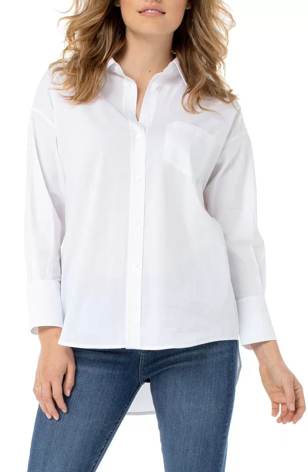 LP Classic White Button Down Shirt from Raggdoll Boutique, perfect for trendy coastal style and summer outfits Texas.