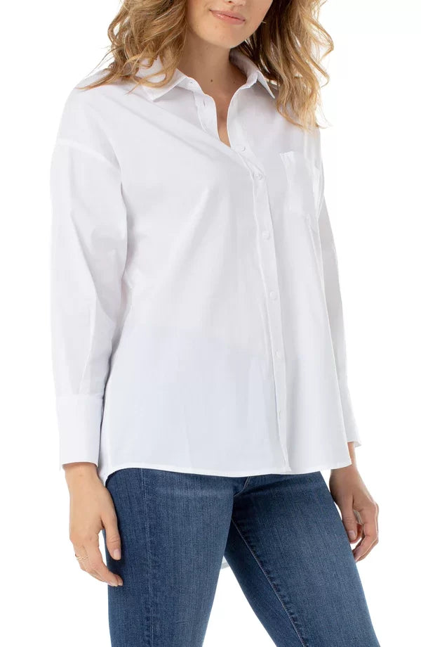 LP Classic White Button Down Shirt, a trendy coastal style from Raggdoll Boutique, perfect for summer outfits Texas.