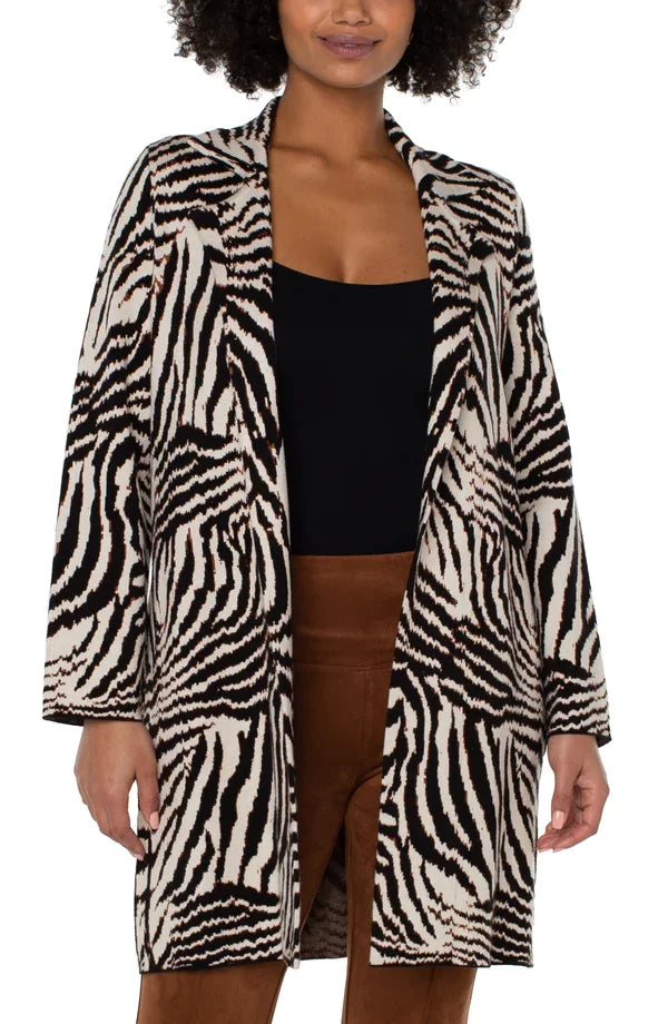 LIVERPOOL ANIMAL PRINT COATIGAN SWEATER from Raggdoll Boutique, perfect for trendy coastal style and summer outfits Texas.