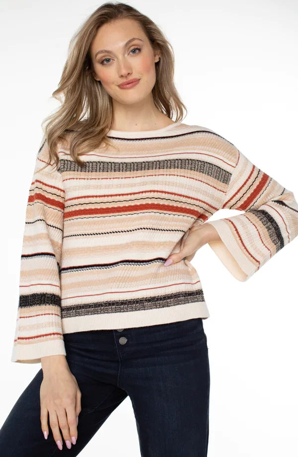LIVERPOOL BOAT NECK TEXTURED STRIPED SWEATER featuring trendy coastal style from Raggdoll Boutique.