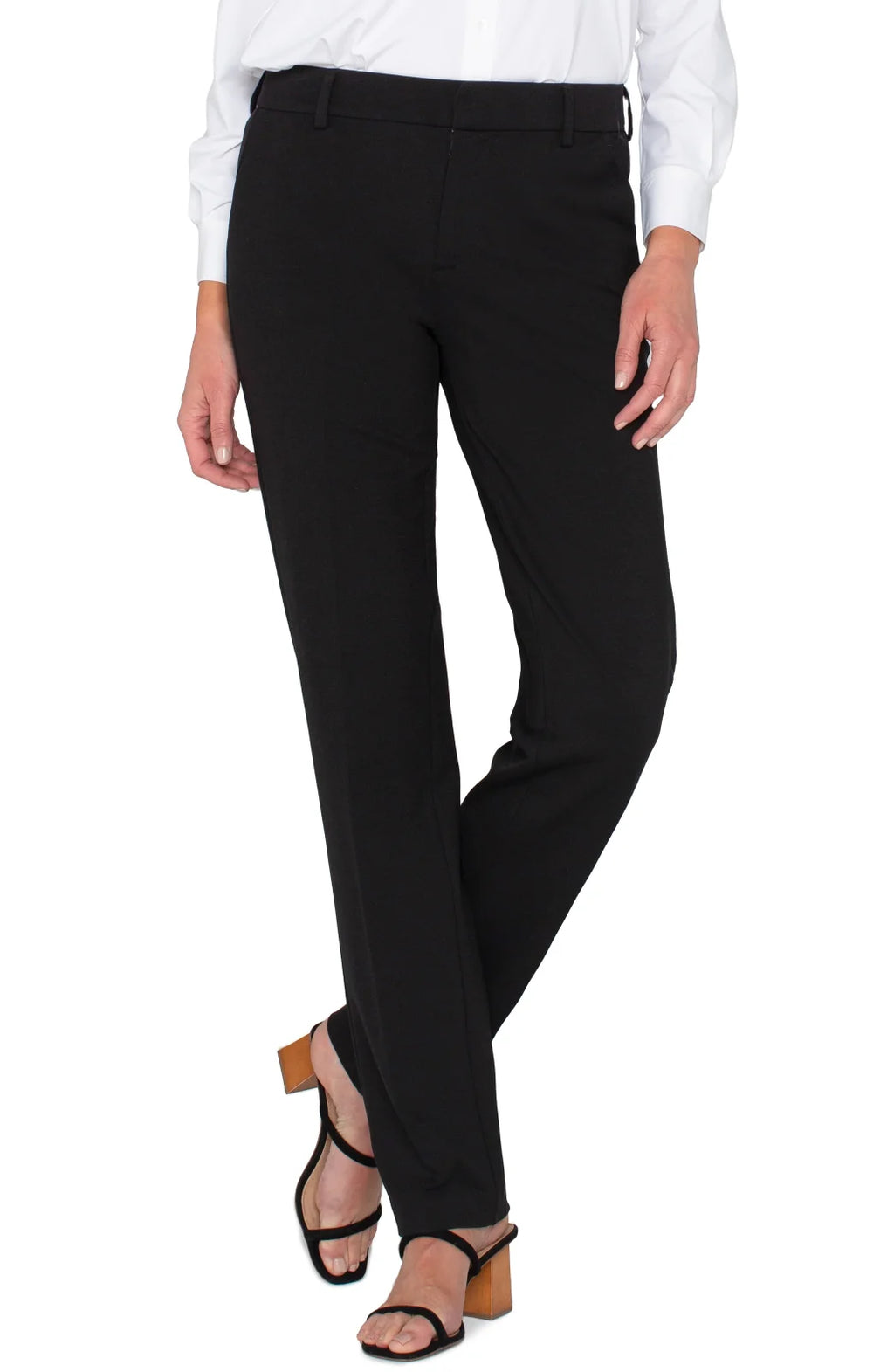 Liverpool Kelsey Knit Trouser in black, perfect for coastal boutique clothing and curvy plus size fashion at Port Aransas boutique.