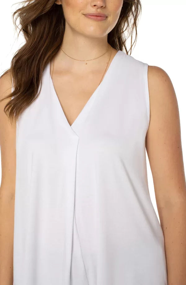 LIVERPOOL WHITE V-NECK MODAL KNIT TOP for trendy coastal style at Raggdoll Boutique in Port Aransas.