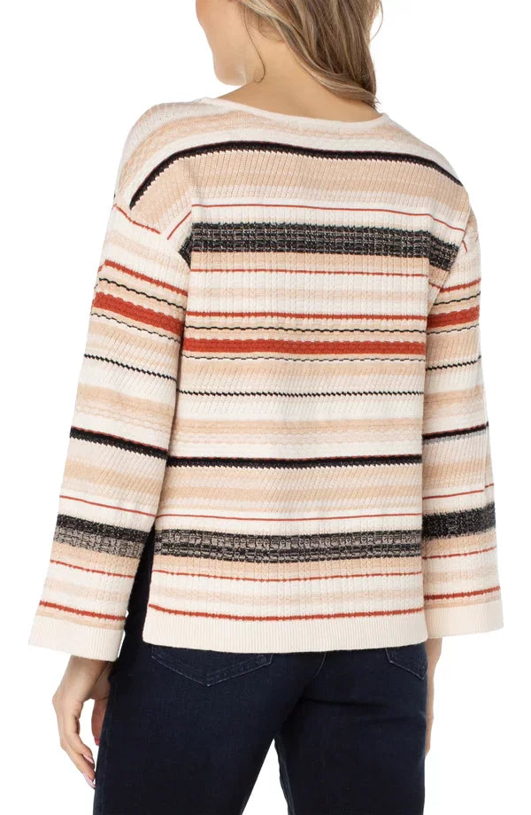 LIVERPOOL BOAT NECK TEXTURED STRIPED SWEATER featuring trendy coastal style from Raggdoll Boutique.