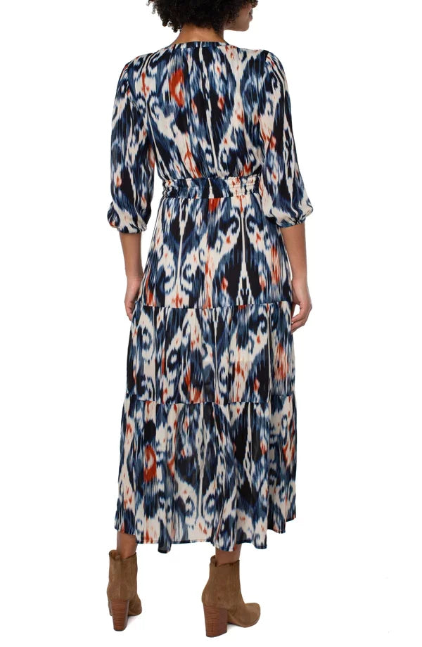 LP IKAT PRINT MAXI back view showcasing trendy coastal style and Raggdoll Boutique summer outfits Texas.