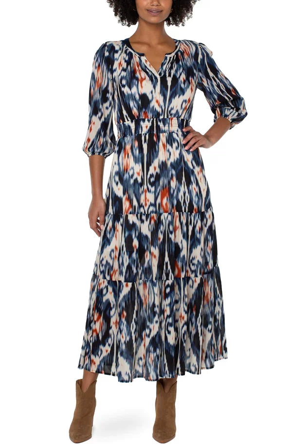 LP IKAT PRINT MAXI dress from Raggdoll Boutique, ideal for coastal fashion and summer outfits in Texas.