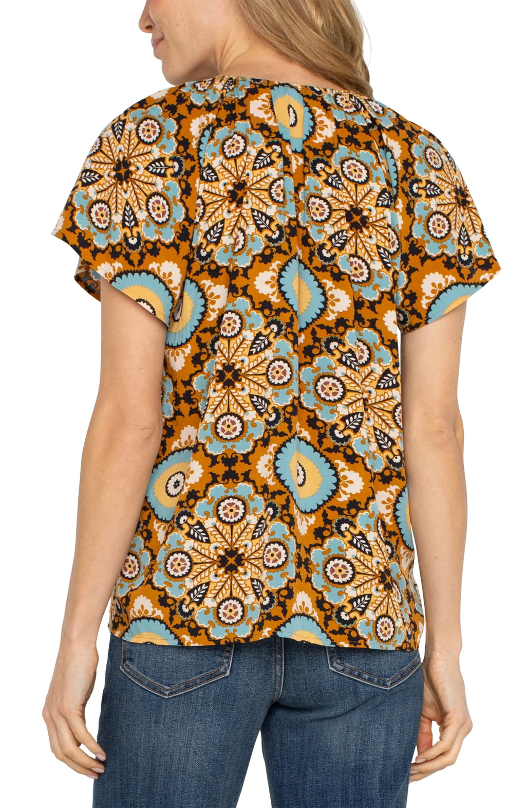 LP Ocean and Jasper Short Flutter Sleeve Top back view, trendy coastal style at Raggdoll Boutique.