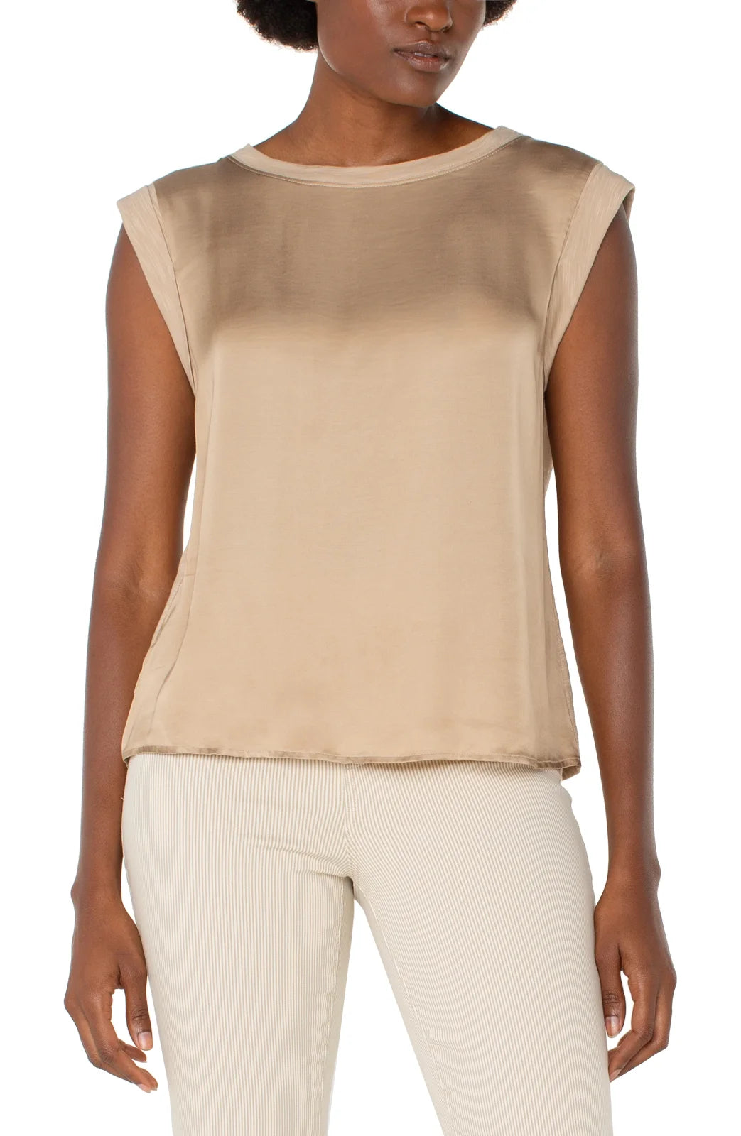 Liverpool Champagne sleeveless top, perfect for curvy plus size fashion and coastal boutique clothing.