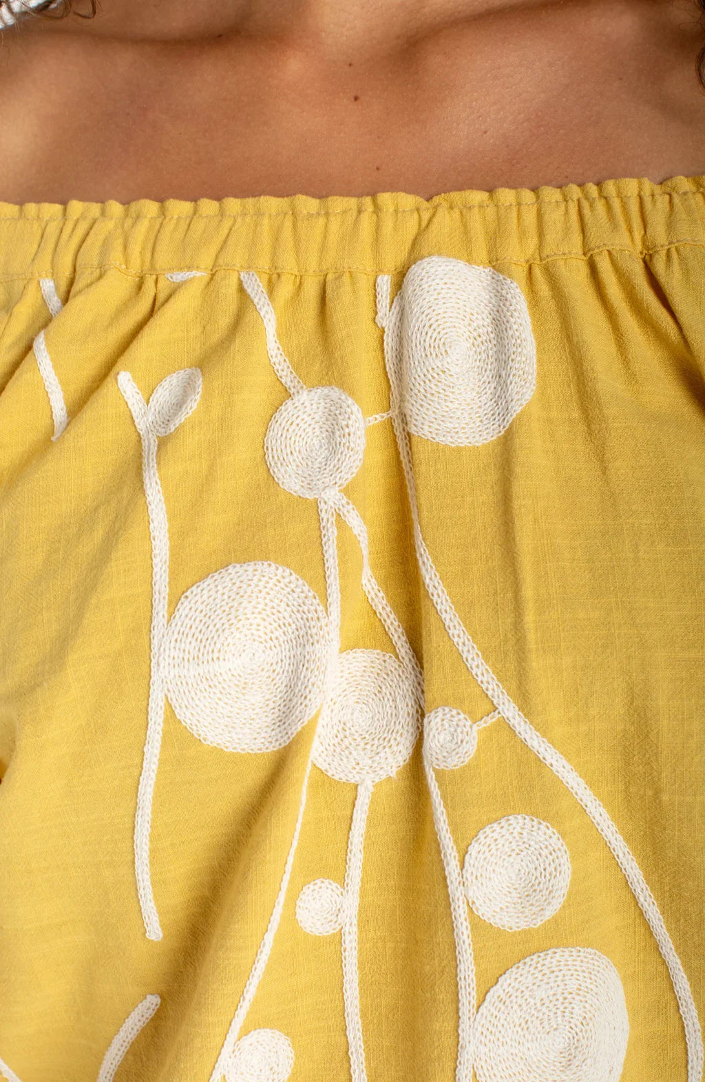 LP 3/4 Sleeve Woven Top-Yellow Cream