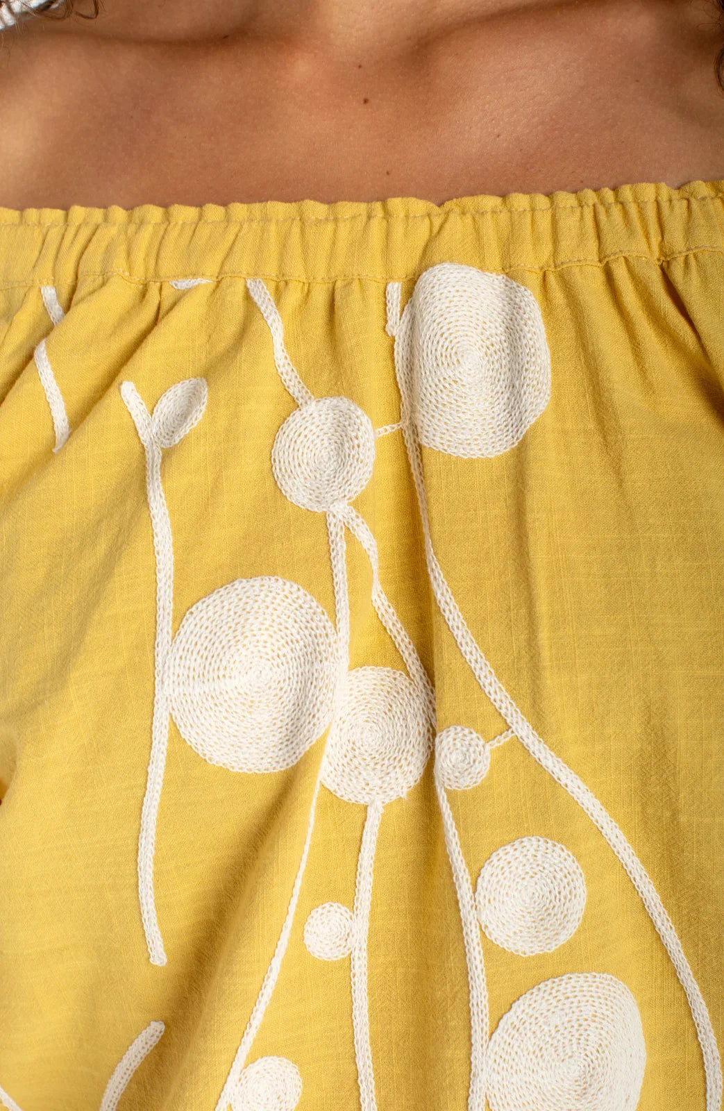 LP 3/4 Sleeve Woven Top-Yellow Cream
