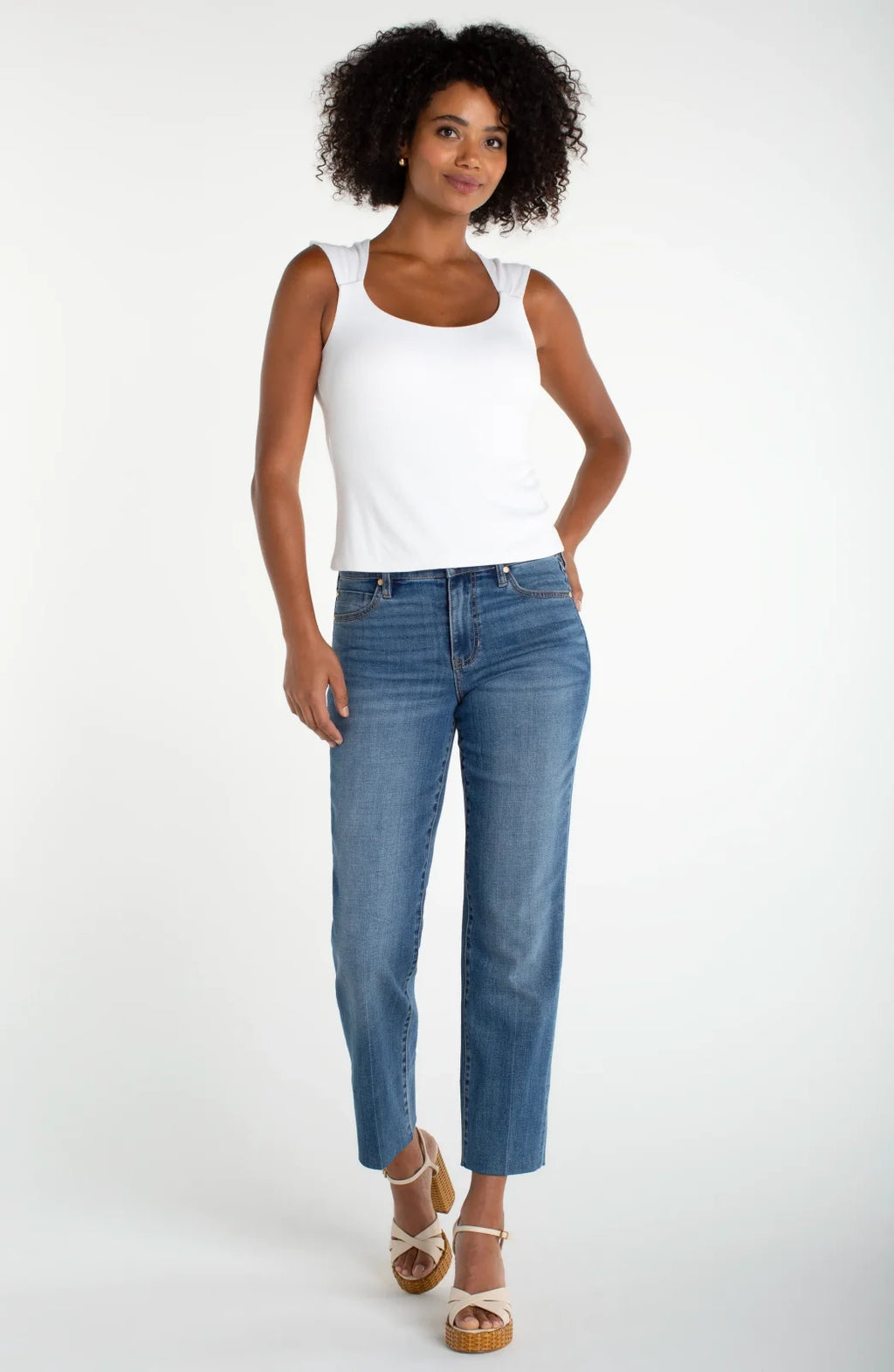 LP Sleeveless Built-in Bra Knit Top-Cream