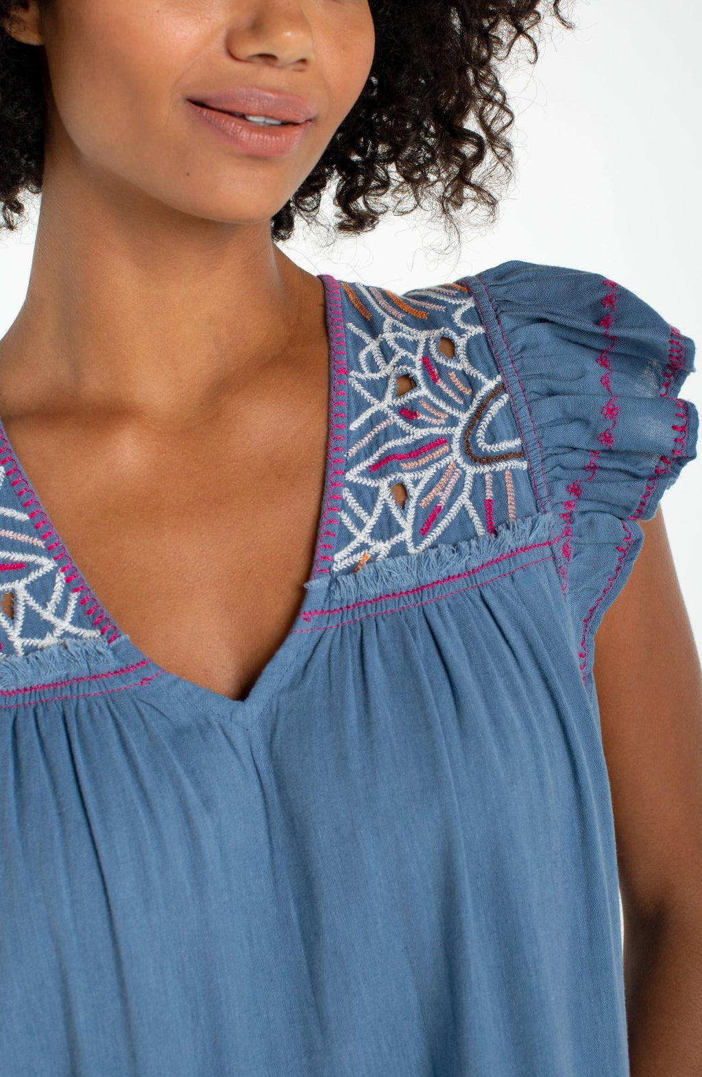 LP Flutter Sleeve V-neck Woven Dress