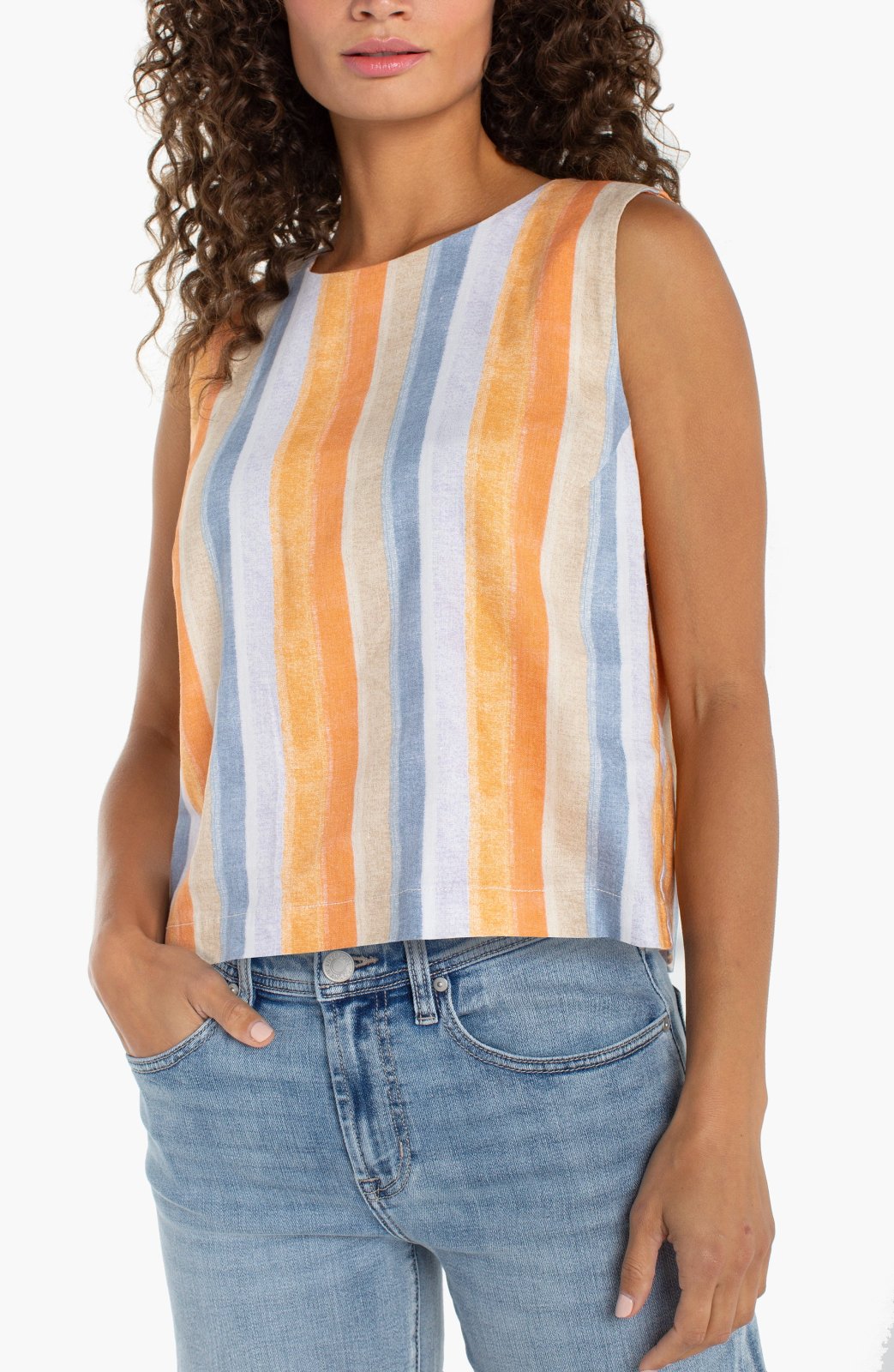LP Sleeveless Shell Top W/ Button Back