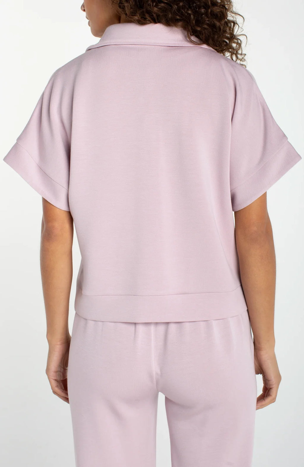 LP Half Zip Popover Top- Lilac Shadow