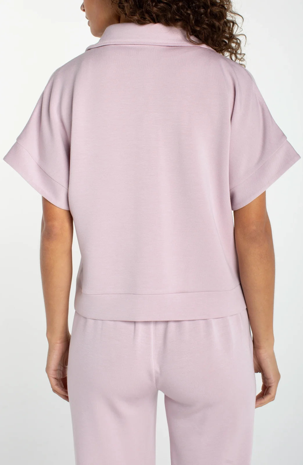 LP Half Zip Popover Top- Lilac Shadow