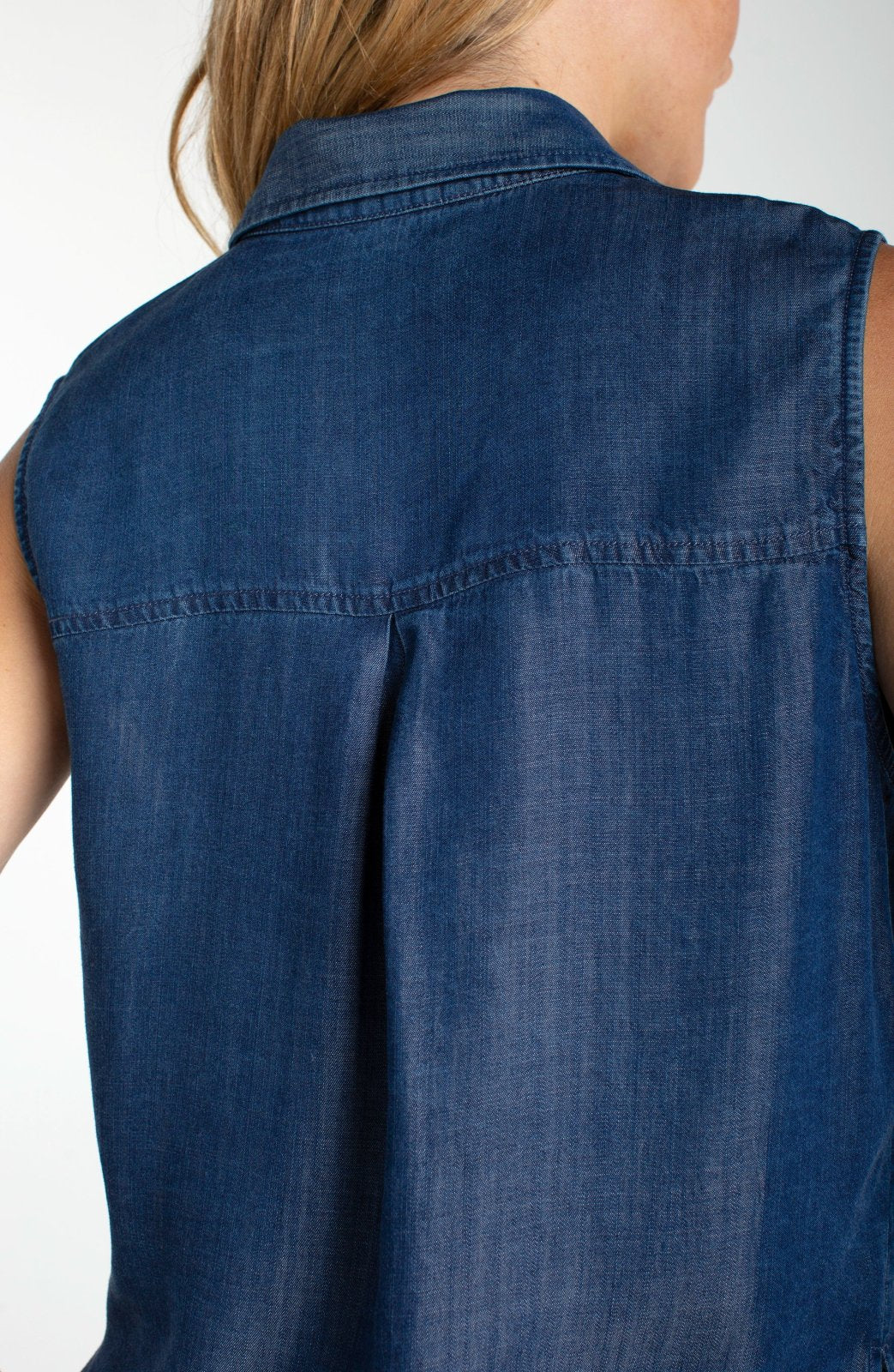 LP Sleeveless Button Front Top W/ Pockets -Serene Dark
