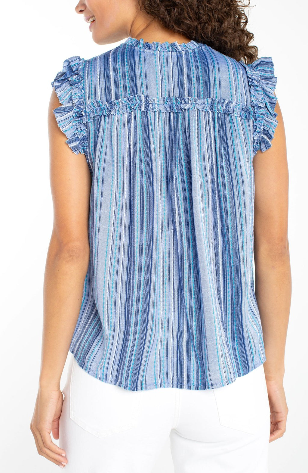 LP- Flutter Sleeve Woven Top- Chambr Teal