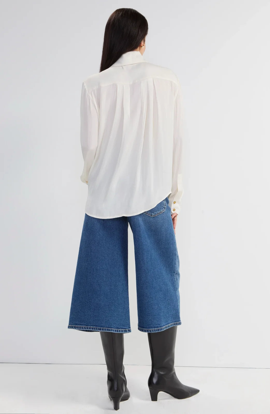 LP -Long Sleeve Tuxedo Woven Top -Cream