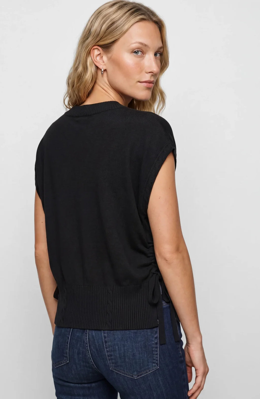 LP V-neck Dolman Sweater W/ Ties -Blk