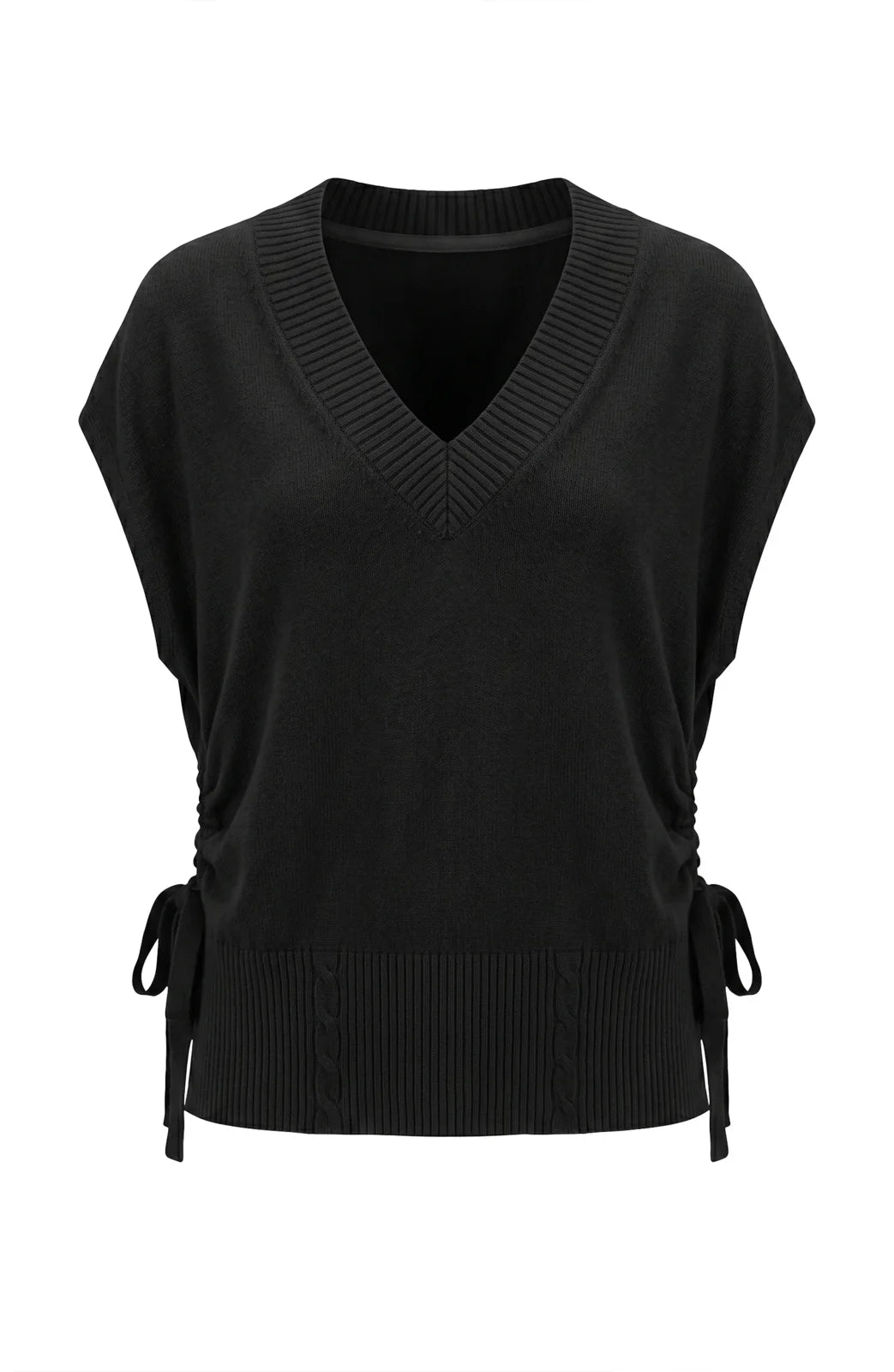 LP V-neck Dolman Sweater W/ Ties -Blk