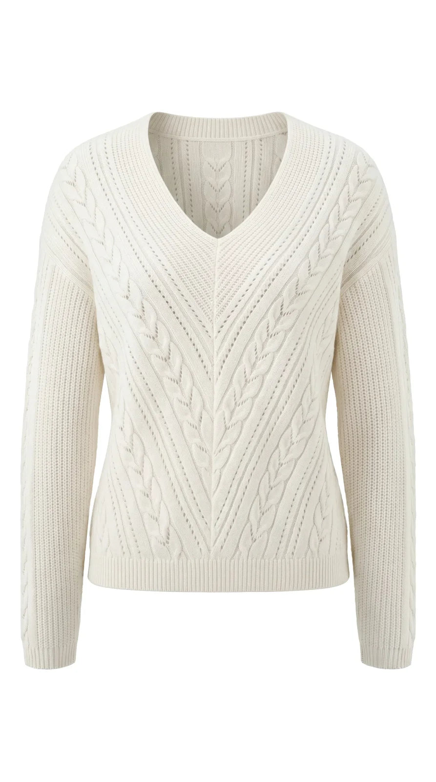 LP Long Sleeve V-neck Drop Shoulder Sweater -Cream