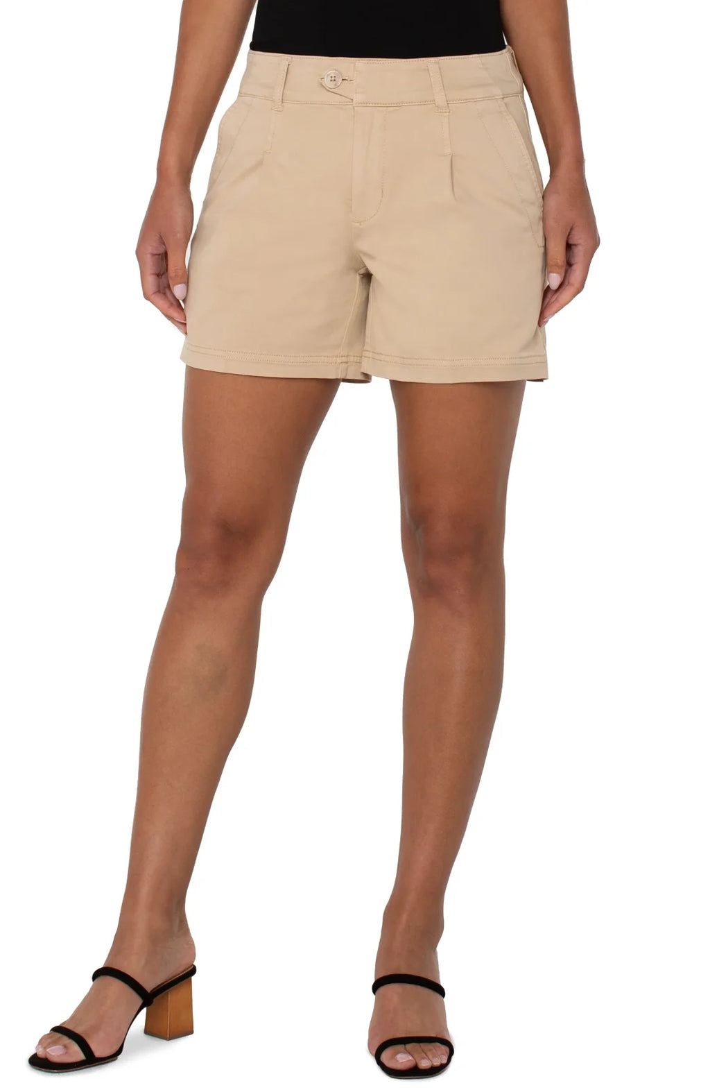 LP Pleated Trouser Short in Cappuccino, perfect for coastal boutique clothing and curated women's fashion.