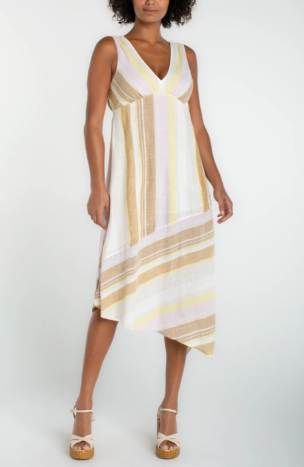 LP V-neck Handkerchief Dress- Neapo Stripe