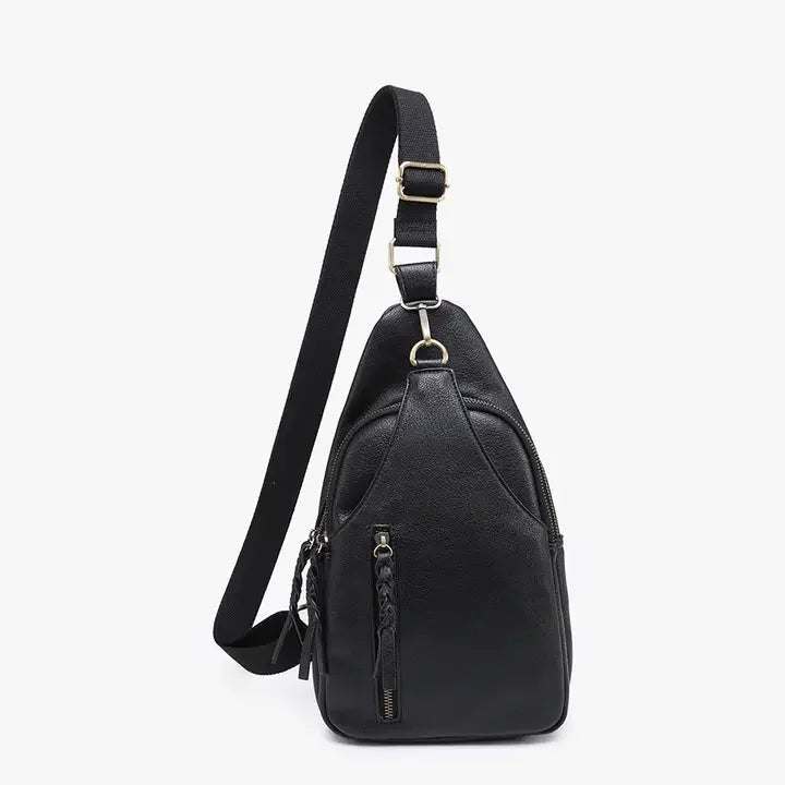 Nikki Dual Compartment Crossbody Sling Bag-Black