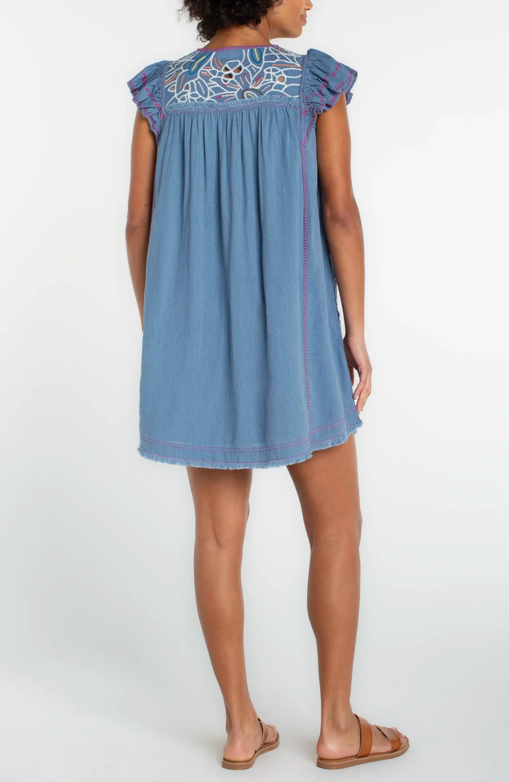 LP Flutter Sleeve V-neck Woven Dress