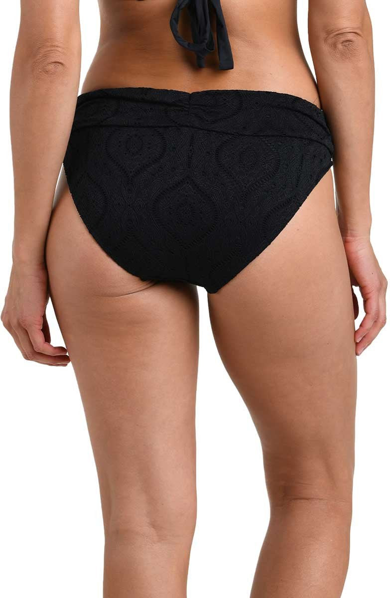 Mantra Medallion Shirred Band Hipster Bottom- Black