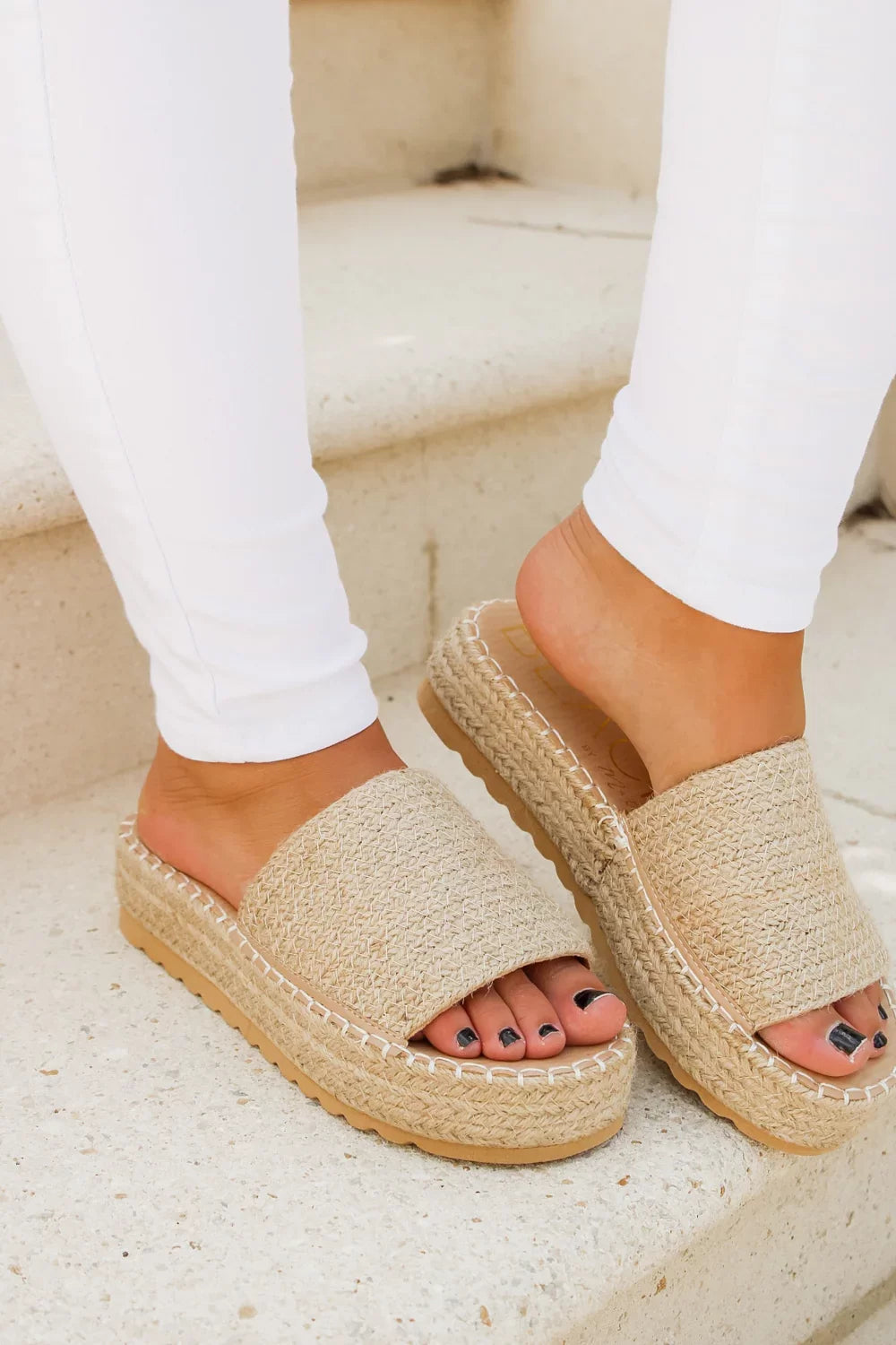 RAFFIA SHOE (DEL MAR NATURAL) featuring braided raffia design, perfect for summer outfits Texas at Raggdoll Boutique.