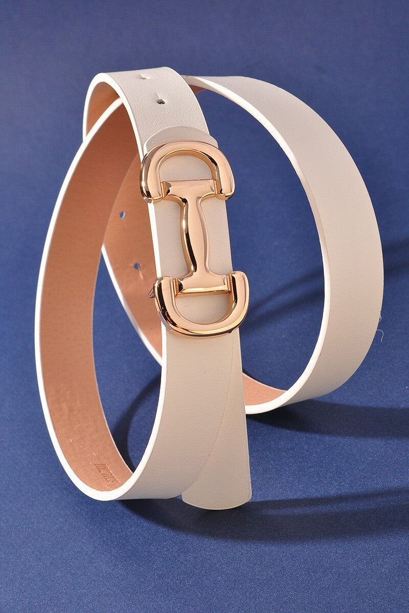 Modern Horse Bit Buckle Belt (White)
