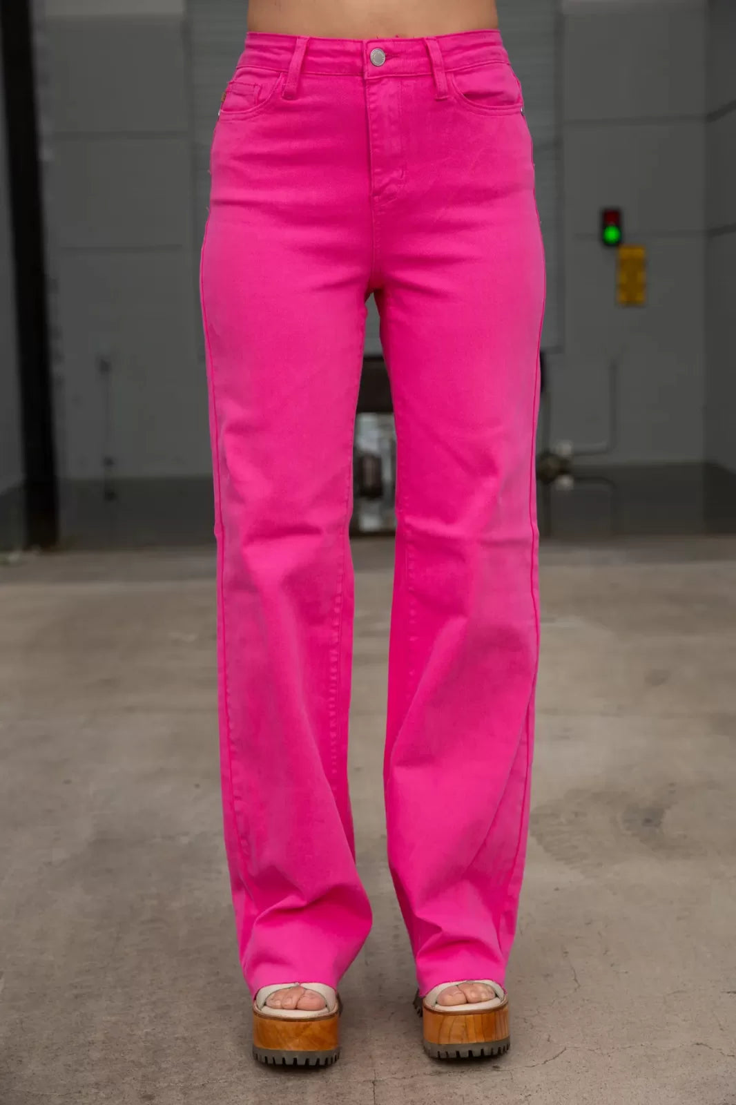 JUDY BLUE HOT PINK DYED 90's STRAIGHT JEAN - Trendy coastal fashion from Raggdoll Boutique in Port Aransas.