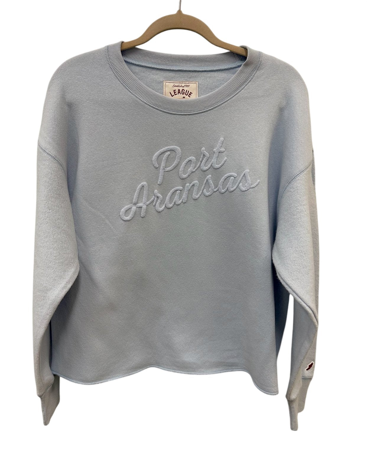 L2 Port A Tonal Sweatshirt in blue, perfect for coastal boutique clothing and stylish tops for women.