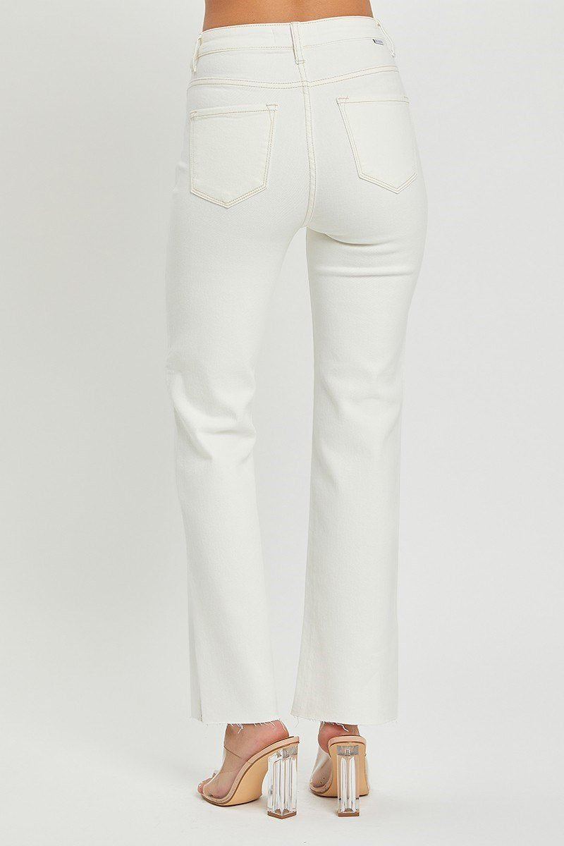 Risen Cream Jeans featuring a stylish fit from Port Aransas boutique, perfect for casual outings and coastal fashion.