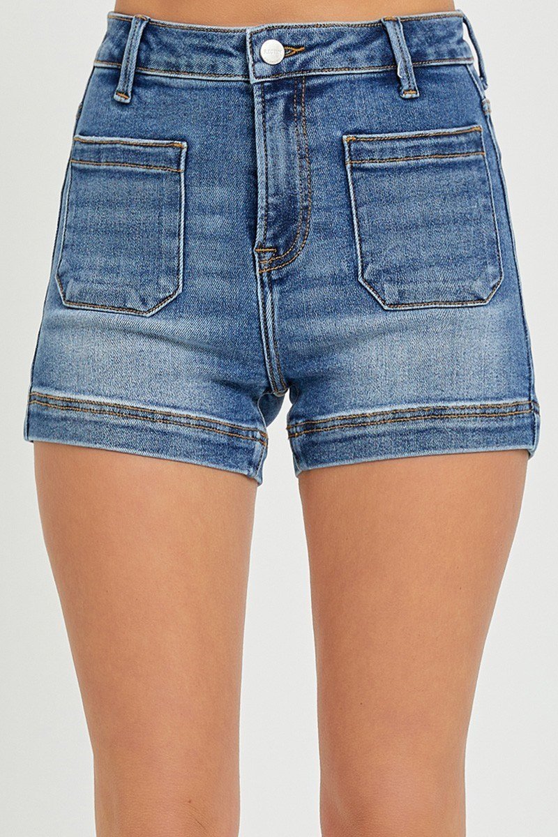 Risen Dark Patch Pocket Shorts perfect for summer from a Port Aransas boutique, ideal for beach outings and casual wear.