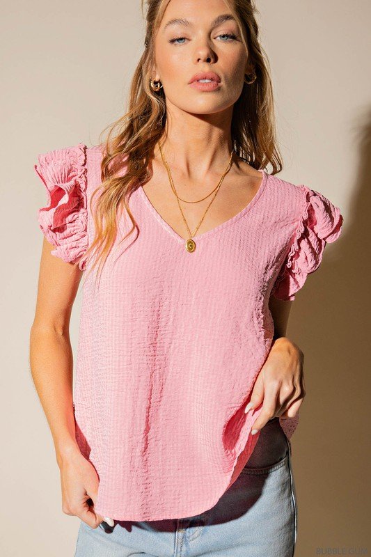 PINK BUBBLE GUM TOP from Raggdoll Boutique, perfect for coastal fashion and summer outfits in Texas.