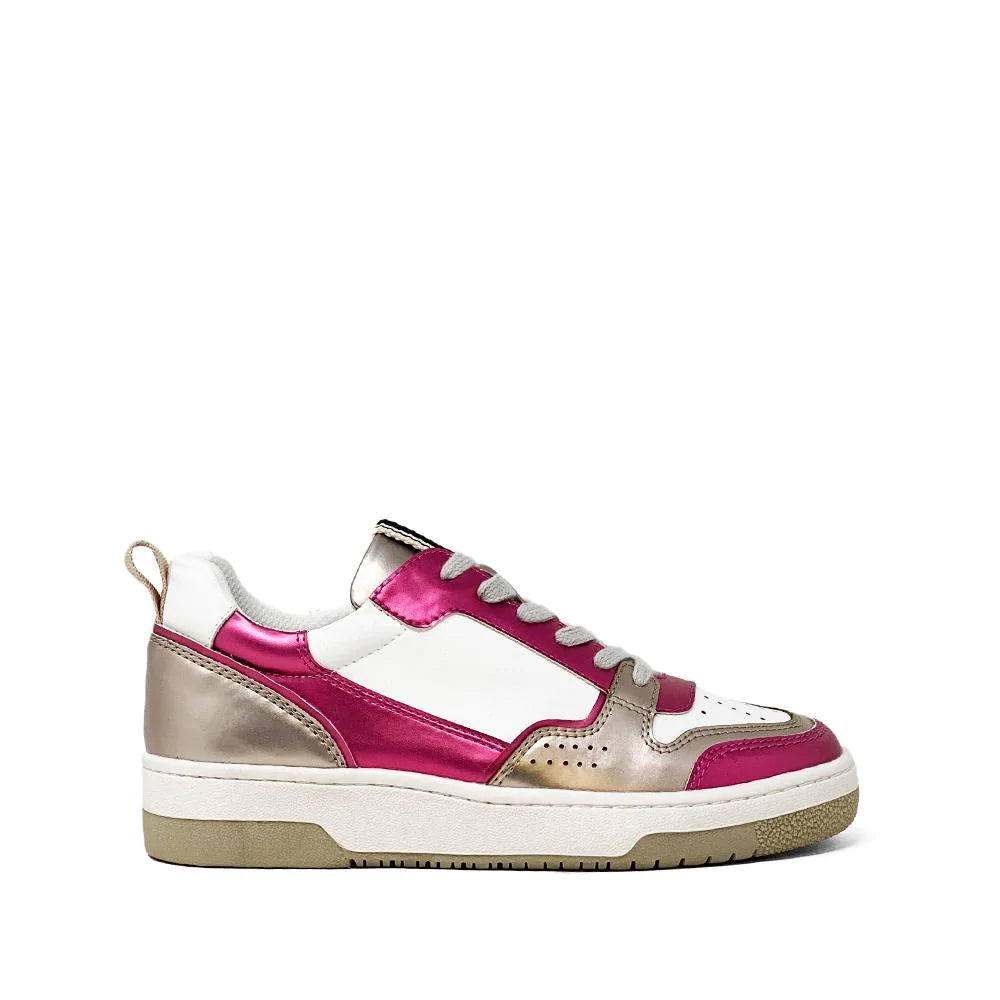ROMI SNEAKER IN FUSHIA AND GOLD from Raggdoll Boutique, trendy coastal style shoe for summer outfits Texas.