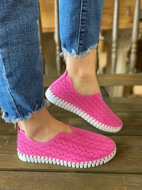 ROSE VIOLET FLATS by ILSE JACOBSEN 148-398A in pink worn with denim at Raggdoll Boutique.