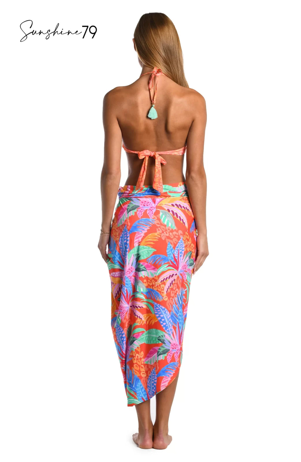 CORAL AND BLUE MULTI SLIM SKIRT COVER-UP from Raggdoll Boutique, showcasing trendy coastal style for summer outfits Texas.
