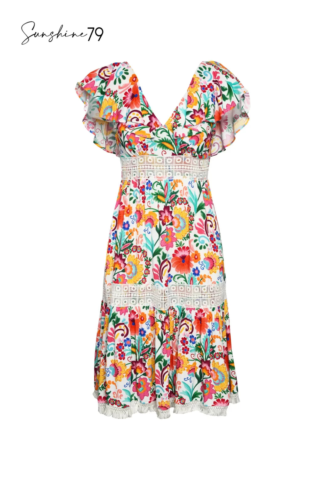 BONITA MIDI DRESS from Raggdoll Boutique, featuring vibrant Spanish-inspired print, perfect for summer outfits Texas.