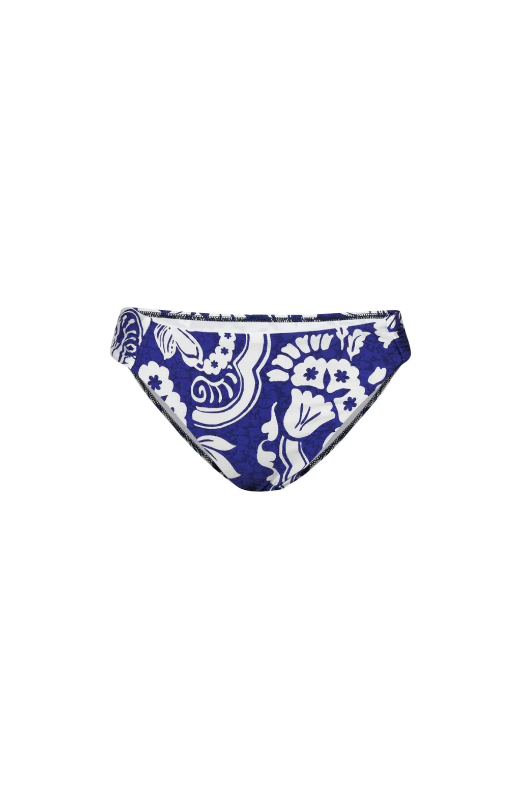 Sunshine 79 Flower Trip Shirred Hipster Bottom in Ultramarine, stylish women's swimwear from a Port Aransas boutique.