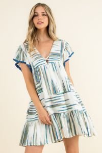 FUN FLUTTER SLEEVE DRESS from Raggdoll Boutique showcases trendy coastal style and summer outfits for Texas vacations.