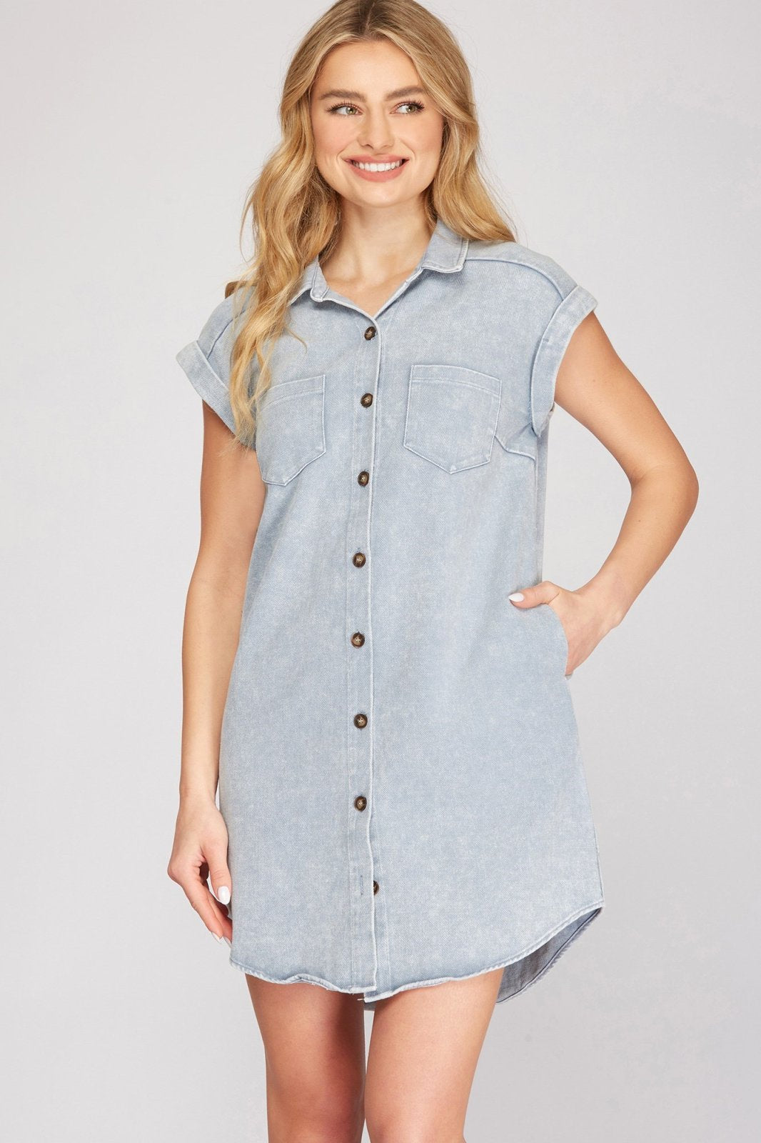 DENIM DAZE DRESS from Raggdoll Boutique, perfect for trendy coastal style and summer outfits in Port Aransas.