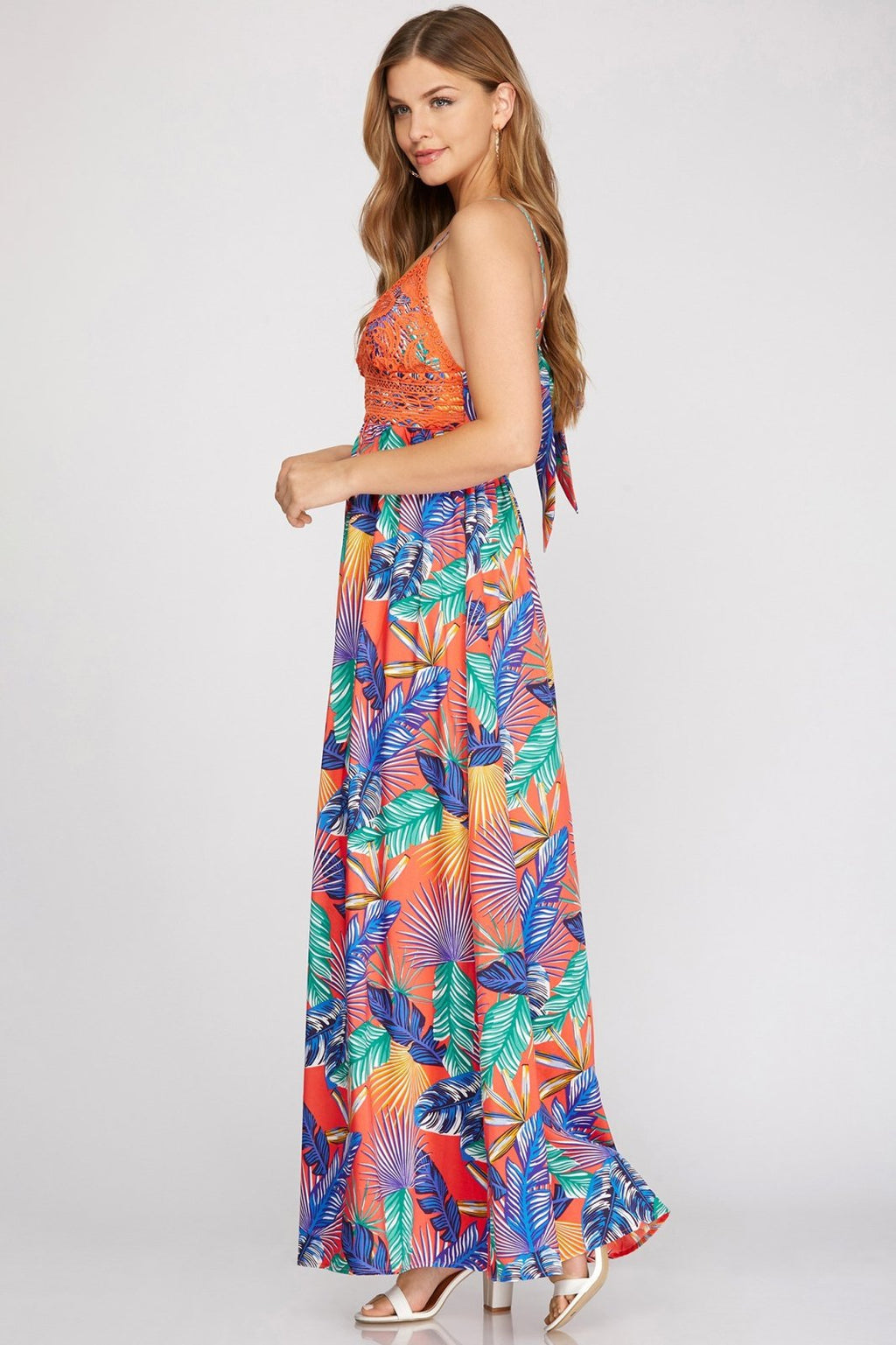 COAST TO COAST MAXI DRESS featuring vibrant tropical prints, perfect for summer outfits Texas, from Raggdoll Boutique.