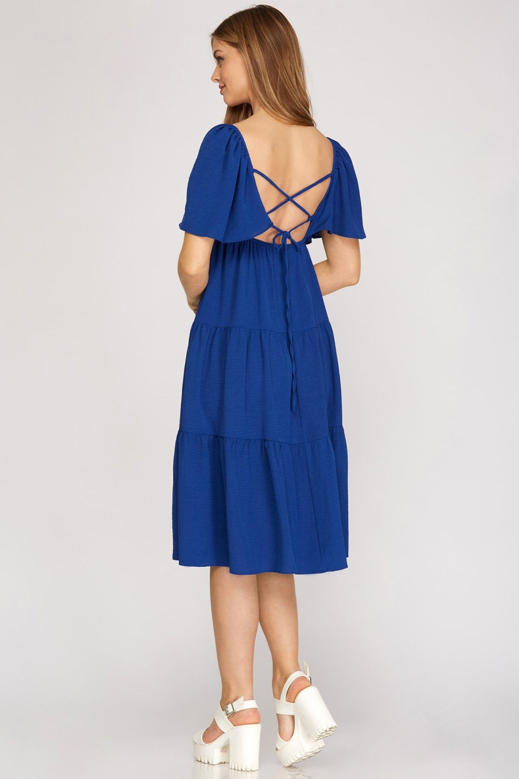 Colleen Dress from Raggdoll Boutique, showcasing trendy coastal style in blue for summer outfits Texas.