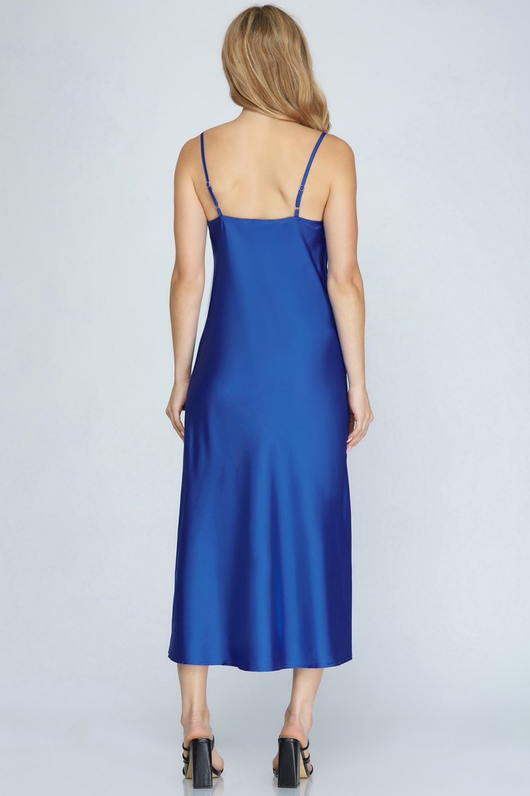 Back view of the ROYAL BLUE DIVA MAXI, a stylish dress from Raggdoll Boutique, perfect for summer outfits Texas.